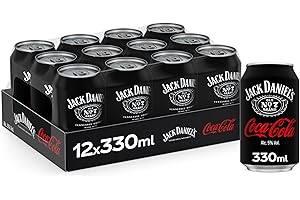Jack Daniel’s & Coca-Cola, Bevanda Alcolica (5% Vol.) Pronta da Bere, a base di Whiskey e Coca-Cola - 1 Confezione da 12 Lattine da 33cl