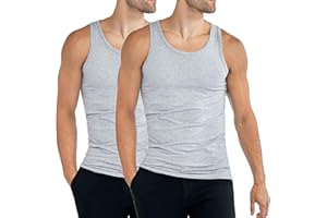 BestSale247 Podkoszulki męskie, tank top, 2 sztuki, z drobnym prążkowaniem, bez szwów