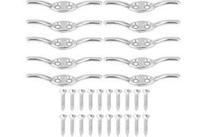 X AUTOHAUX 10 Set Marine 316 Stainless Steel Rope Boat Deck Flagpole Cleat Hook