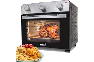 MaxxHome Mini Four à Air Chaud Electrique - Friteuses à air sans Huile - Four posable - Température Réglable - Capacité 28L - 1600W - Noir