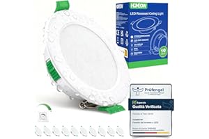 HOMEOW Faretti LED da Incasso per Cartongesso Dimmerabili 5W, Faretti da Incasso foro 68mm, Calda Naturale Fredda Regolabili Faretto LED Incasso, IP44 per Bagno, Set da 10