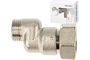 tecuro Grzejnik S-Connection z regulacją wysokości 10 mm ze stożkiem euro, DN 15 (1.27 cm) męski x DN 20 (1.9 cm) nakrętka łącząca, mosiądz niklowany, AGS-10