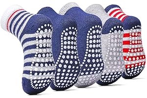 KOWAYI Chaussettes Antidérapantes Enfants Garçon Fille Bébé Basses Hautes Coton Socquettes Lot de 5