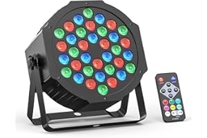 Rtktoup 36 LED Par RGB, Luces de Escenario DMX Con Control Remoto, Focos de Efectos Con Control Activado Por Sonido, Para Bare Boda Fiesta de Cumpleaños Halloween Navidad