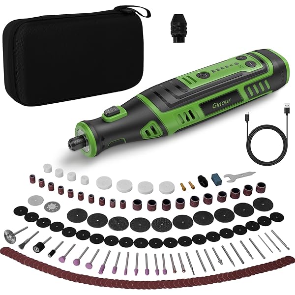 Rotary Tool Kit Variable Speed With Flex Shaft, 61pcs Accessories And Carrying Case For Grinding Cutting Wood Carving Sanding And Engraving