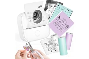 Phomemo Mini drukarka, T02 drukarka fotograficzna na telefon komórkowy, naklejka termiczna, mała, 50-53 mm, czarno-biały druk na telefon i tablet, fajna drukarka termiczna do biura, domu, szkoły