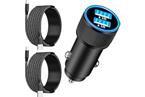 【Apple MFi Certified】iPhone 17 Car Charger Fast Charging, Rombica 4.8A USB Power Cigarette Lighter USB-C Car Charger with 2Pack Tyep-C Braided Cable for iPhone 17 Pro/17 Pro Max/16 Pro/15/Galaxy/Pixel