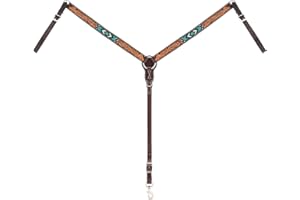 WEAVER LEATHER Turquoise Cross Turquoise Beaded Straight Breast Collar Dark Oil, 1.25