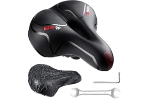 YOUNGDO Bicycle Saddle, Gel Bicycle Seat, Soft, Comfortable, Breathable, Shock-Absorbing, Ergonomic Bicycle Saddle with Waterproof Cover