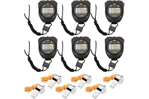 Vegena Chronomètre Numérique, 6 Pièces Multifonction avec Sifflet pour Sport, Course (Noir)