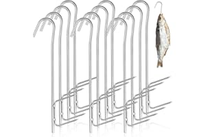 Erzekrim Räucherhaken 12 Stück Räucherhaken Edelstahl Räucherhaken H-Form 21cm Silver Profi zum Aufhängen von Geräuchertem Fisch, Fleisch, Wurst Etc