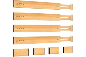 Lannvan Bambusowe organizery do szuflad Długie oryginalne drewno