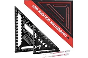 BOWEITI Zimmermannswinkel Set, 18cm&30cm Dreieckslineal Hochpräzise Aluminiumlegierung Versuchswinkel für Holzbearbeitung(Black)