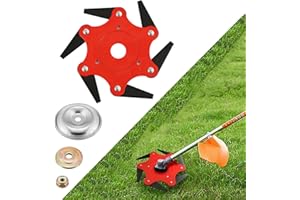 GENERIC Tête de coupe-herbe universelle indestructible à 6 lames en acier au carbone, kit d'adaptateurs for débroussailleuse et coupe-bordures