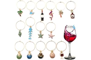 Hundredweat Glasmarkierung Weinglas Anhänger Charms Glas Markierung Weinglas Charms 15 Stück Weinglas Charms Ringe Glas Identifikations Getränke für Wein Champagner Verkostung Bar Party Dekoration