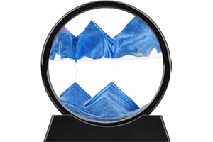 XINBAOHONG Moving Sand Art Picture,Liquid Motion 3D Deep Sea Sandscape in Motion Display Flowing Sand Frame Relaxing Desktop Home Office Work Decor（10 inch）(Blue)