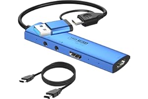 YCE Video Recording Card 4K HDMI to USB-C/USB 3.0 4K/30Hz Loop Out 1080P 3.5 mm Audio Out Capture Card with 2M Wire Game Capture HDMI to USB Adapter for Live Streaming, Gaming, Video Conference