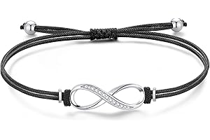 Jrêveinfini Infinito Pulseras Mujer Plata de Ley 925 con 3A Circonia Cúbica, Pulsera Cuerda Hecha a Mano, Regalos Originales Ajustable 16+3cm