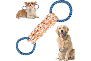 FADCAER Dog Rope Toys for Medium, Large Dogs, Indestructible Dog Tug Toy 40cm Heavy Duty Dog Chew Rope Toy Natural Cotton Dog Pull Rope with Loop Dog Training Toy for Tug of War Dog Toy Teeth Cleaning