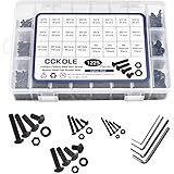 CCKOLE Jeu de vis et écrous, jeux d'écrous et de boulons M2 M3 M4 M5 Acier Carbone, six pans creux Vis à tête ronde Rondelles