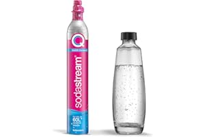 SodaStream Confezione di riserva QC con 1 Cilindro Quick Connect CO2 (resa: 60L) e 1 Bottiglia di Vetro da 1,0 l, Rosa, 27,5 x 16 x 44, 1053400490