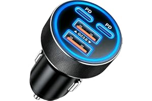 Auravale 90 W cigarettändare USB C, 4-port snabbladdning bil laddare