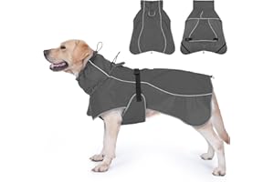 HezzLuv Veste Imperméable pour Chien, Réfléchissantes d'hiver Manteau Chaud pour Chien avec Doublure Polaire pour Chiens de Petite à Grande Taille Camping et Randonnée en Extérieur par Temps Froid