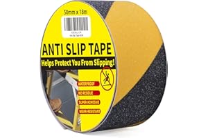 TAPEBEAR Cinta De Seguridad Amarilla Negra, Antideslizante Cinta Adhesiva, Cinta Autoadhesiva De Advertencia, Alta Tracción, Para Escaleras, Suelos, Interiores Y Exteriores, 2inch x 60feet(50mmx18m)