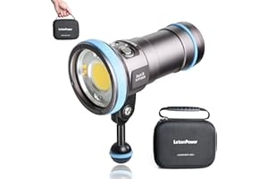 LetonPower Shark CB 6000 Lumen Dive Light, 120m impermeabile luce video subacquea 96 CRI con 120 gradi di ampio angolo di fascio Scuba Flashlight per la fotografia subacquea professionale Fill Light