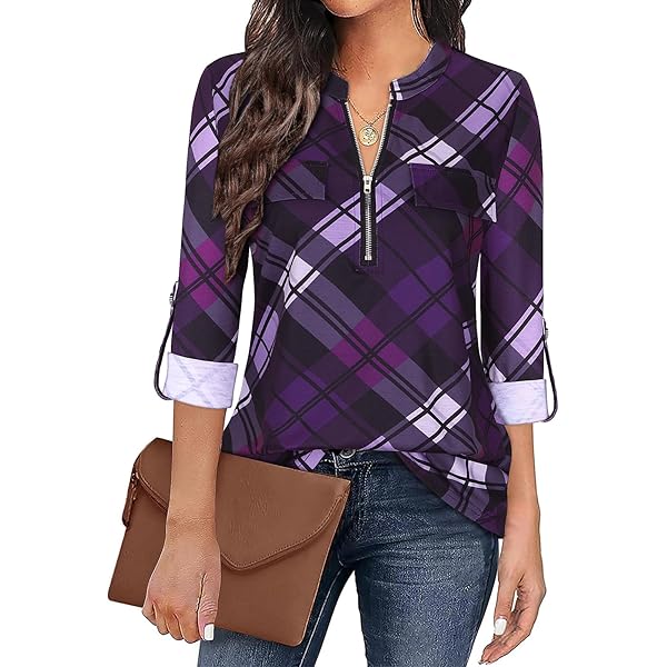 FWAY Blouse dames casual overhemd met V-hals lange mouwen knoopsluiting FWAY Blouse dames casual overhemd met V-hals lange mouwen knoopsluiting