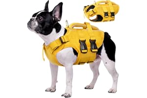 Kuoser Giubbotto di salvataggio per cani di taglia piccola, media e grande, regolabile, ad alta visibilità, con maniglia di salvataggio, gilet di galleggiamento in ripstop, costume da bagno per