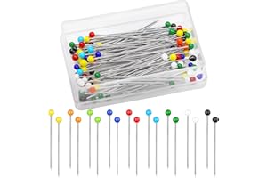 Doxiru 100 Pcs Colorful Sewing Pins with Glass Heads, 38 mm Long Straight Pins with Sharp Ends for Quilting, Jewelry Making