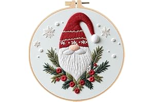 TYXHXTF Natale Kit Ricamo Starter, Kit Punto Croce Babbo Natale Ricamo Per Principianti, Con 1 Cornici In Plastica Fili Di Colore E Strumenti, Per Fai Da Te, Artigianato