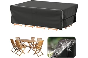 Velway Pokrowiec na meble ogrodowe, wodoszczelny, 200 x 160 x 74 cm – wiatroszczelny pokrowiec ochronny z odblaskowymi paskami, 600D Oxford, zestaw mebli 600D, pokrowiec na stół ogrodowy, zestaw mebli