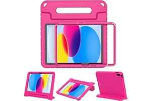 Surom Case with Built-in Screen Protector for iPad (A16) 11th/10th Generation (11/10.9 inch) 2025/2022, Shockproof Convertible Handle Stand Kids Case for iPad 11th/10th Generation, Rose
