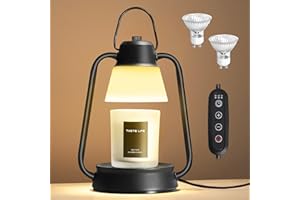 FineFizz Candle Warmer Lamp, Adjustable Electric Candle Lamp with Dimmer & Timer, Wax Melt Warmer with 2 Bulbs, Candle Melting Lamp for Various Candles