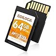 Ediloca SD Card 64GB, Memory Card, Up to 100MB/s, UHS-I, C10, U1, V10, Full-HD & 4K Video, DSLR Camera SD Card, Must-Have for Professional Photographers(EF2)