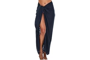 SHU-SHI - Sarong/paréo - pour Femme - Look de Plage - à Porter au-Dessus du Maillot de Bain - Taille Unique - Bleu Nuit