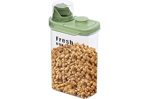MINGPINHUIUS Dog Cat Food Storage Container - Transparent Sealed Insect-proof Moisture-proof Pet Food Storage Container, Portable Small Dog Food Container for Dry Food & Dry Feed (Green, L/2.8L)