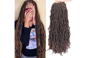 Xtrend 7 Packs 24 Pouces Nu Faux Locs Crochet Tresses Extensions de Cheveux Ondulés Déesse Faux Locs Ombre Synthétique Tressage Cheveux Ondulés Gpysy Soft Locs Crochet Cheveux 12 brins/pack 1B/30#
