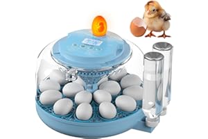 Okköbi 18 Egg Incubator with Automatic Egg Turning and Humidity Control – Egg Incubators for Hatching Eggs – Water Bottle Refill, Egg Candler, Air Vent, 360° View, Temperature Control, LED display