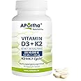 APOrtha® Vitamin D3 10.000 I.E + 200 µg K2 99+% ALL-Trans, 365 vegetarische Tabletten hochdosiert u. teilbar, Premium Vitamin