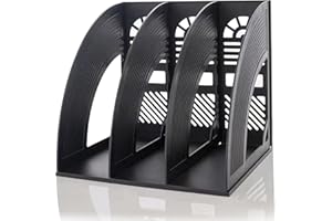 KXF Gewölbte Datei Organiser Desktop Datei Organizer für A4 Dokumente Datei Halter Büro Schreibtisch Lagerung Küche Organiser Kunststoff Datei Rack Teiler Für Zuhause Schule (Schwarz-3 Fächer)