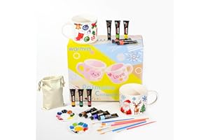Warmra keramik bemalen set,tassen bemalen set,bastelset erwachsene,Inklusive zwei Bechern, Farben und Pinseln,Ein kreatives Geschenk für Kinder und Erwachsene
