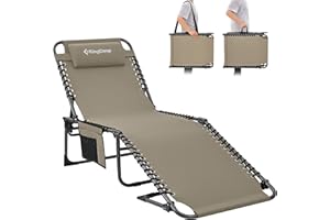 KingCamp Camp Beds for Adults Sun Lounger 5-Position Adjustable Backrest for Garden Recliner Chaise Lounge Chair Folding Portable with Strap Sun bed for Tents Terrace Car Camping Guest Bed Outdoor