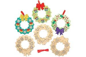 Baker Ross AX506 Guirnaldas De Navidad De Madera- Paquete De 10, Guirnaldas Para Niños Para Diseñar Y Decorar, Decoración Navideña Ideal, Ideal Para La Escuela Y Actividades Grupales Artesanales