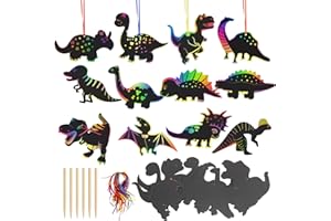 MONCAP 48pz Scratch Art Dinosauri Scratch Art Artigianato Scratch Art Gratta Bambini Lavoretti di dinosauro per Bambini Arcobaleno da Grattare Dinosauri-per DIY Regalo Artistici Decorazioni Riempitivo