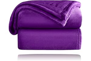 LAZY COOK Manta para Sofá - Manta de Franela - Mantas para Cama/Sofá/Sillón Tacto Extrasuave Super Caliente para Adulto y Niño de Pelo Microfibra Transpirable Hipoalérgica (130X160, Morado Oscuro)