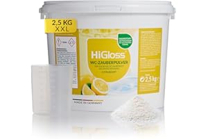 ‎HIGLOSS HiGloss WC Zauberpulver 2,5 kg – Hochwirksamer WC Reiniger mit Schmutzfinder-Technologie für gründliche Klo Reinigung bis unter den Rand – Ergiebiger Kloreiniger mit Frischeduft Citrus