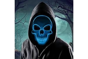 SHENGRUILI Halloween Maske,Led Skelett Maske,LED Grusel Maske im Dunkeln Leuchtend,Party Leucht Maske für Karneval,Gruselige Halloween-Maske,LED Maske Karneval,für Kostümspiele Cosplays Feste und Partys